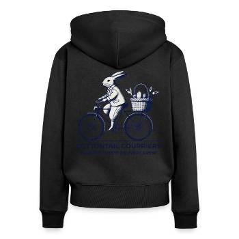 Esthétique de l’équipage de vélo Retro Vintage Bunny de Pâques - Sweat à capuche zippé Premium bio Femme - noir - Dos - Julia (174cm)