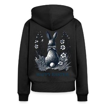 Easter Bunny Retro Vintage Aesthetics Happy Easter - Women's Premium Organic Zip Hoodie - black - Back - Julia (174cm)