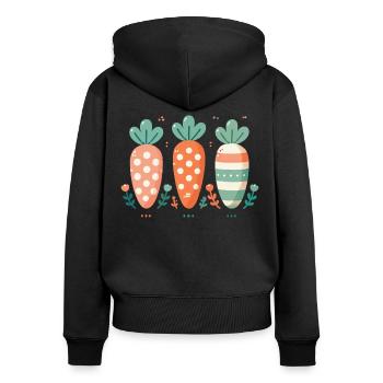 Motif de carotte de Pâques avec motif de carotte mignon - Sweat à capuche zippé Premium bio Femme - noir - Dos - Julia (174cm)