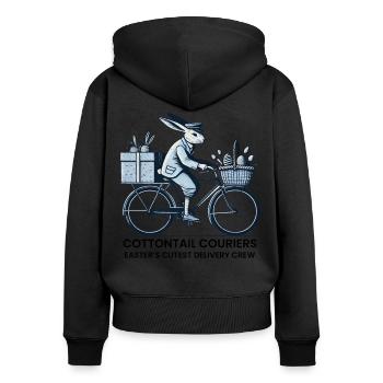 Courriers à queue de coton de Pâques Style rétro vintage - Sweat à capuche zippé Premium bio Femme - noir - Dos - Julia (174cm)