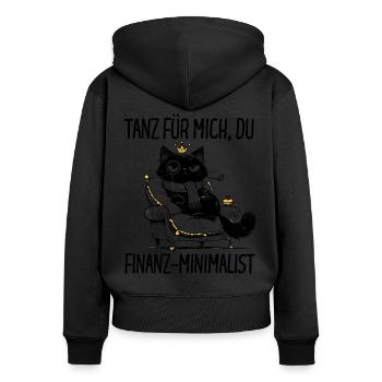 Tanz Finanz-Minimalist - Katzenkönig auf Thron - Frauen Premium Bio Zip Hoodie - Schwarz - Hinten - Julia (174cm)
