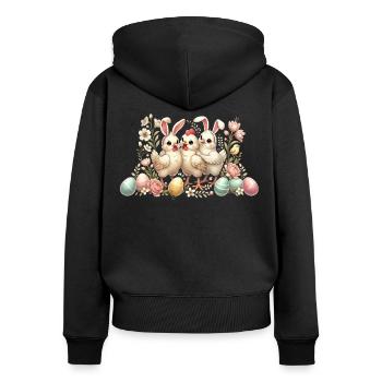 Poussin de Pâques Lapin de Pâques Amateur de poulet rétro - Sweat à capuche zippé Premium bio Femme - noir - Dos - Julia (174cm)