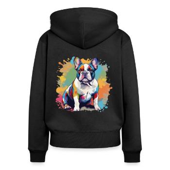 Colorful French Bulldog for Dog Lovers - Women's Premium Organic Zip Hoodie - black - Back - Julia (174cm)