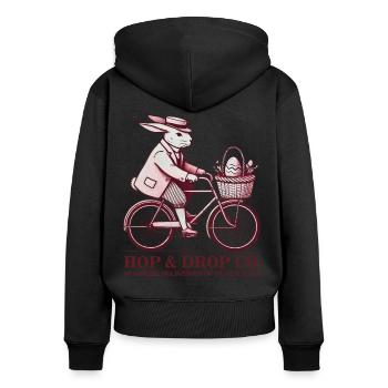 Ostern Retro Hase Fahrrad Ästhetik Eier - Frauen Premium Bio Zip Hoodie - Schwarz - Hinten - Julia (174cm)