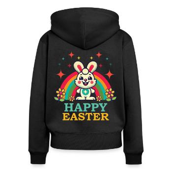 Easter Retro Aesthetics Happy Bunny - Women's Premium Organic Zip Hoodie - black - Back - Julia (174cm)