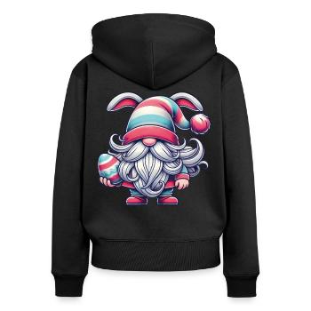 Nain de Pâques avec oeuf Happy Dwarf Easter - Sweat à capuche zippé Premium bio Femme - noir - Dos - Julia (174cm)
