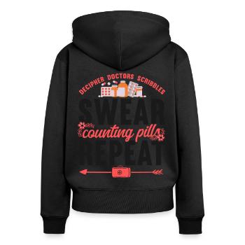 Pharmacy Tech Technician - Women's Premium Organic Zip Hoodie - black - Back - Julia (174cm)