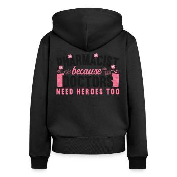 Technicien en pharmacie - Sweat à capuche zippé Premium bio Femme - noir - Dos - Julia (174cm)