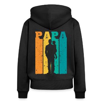 Retro Dad Silhouette – Vintage Style Father's Day - Women's Premium Organic Zip Hoodie - black - Back - Julia (174cm)