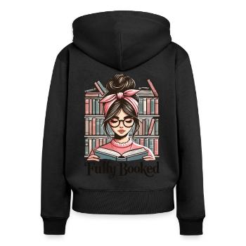 Bookworm Girl Book Lover Funny Book - Women's Premium Organic Zip Hoodie - black - Back - Julia (174cm)