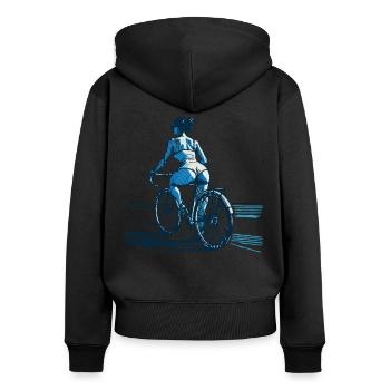 Conception esthétique du vélo de route pour - Sweat à capuche zippé Premium bio Femme - noir - Dos - Julia (174cm)