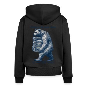 Drôle d’amour de livre ours déclaration pour fan de livre - Sweat à capuche zippé Premium bio Femme - noir - Dos - Julia (174cm)
