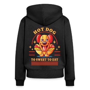 Hot Dog Hund Wurst Fast Food Wortwitz Lustig Humor - Frauen Premium Bio Zip Hoodie - Schwarz - Hinten - Julia (174cm)