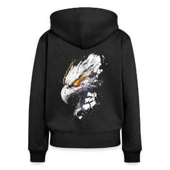 Cyborg Adler mit Laserblick durchbricht Wand - Frauen Premium Bio Zip Hoodie - Schwarz - Hinten - Julia (174cm)
