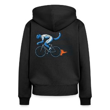 Conception de vélo de route Cat pour les amateurs de vélo - Sweat à capuche zippé Premium bio Femme - noir - Dos - Julia (174cm)
