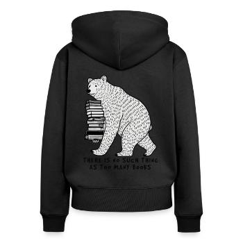 Retro design motif with funny book lover - Women's Premium Organic Zip Hoodie - black - Back - Julia (174cm)