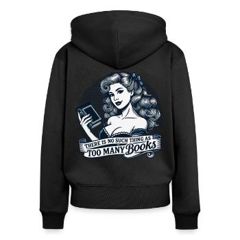 Livre rétro Conception de livre fille pour les lecteurs fréquents - Sweat à capuche zippé Premium bio Femme - noir - Dos - Julia (174cm)