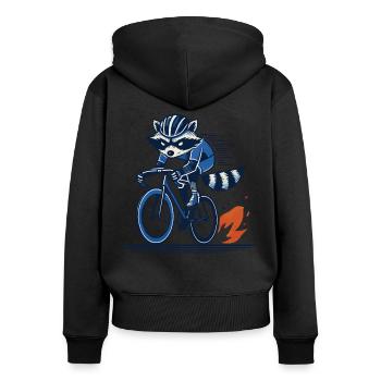 Raton laveur sur vélo de course pour les cyclistes sportifs - Sweat à capuche zippé Premium bio Femme - noir - Dos - Julia (174cm)