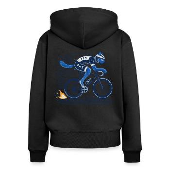 Rennrad Katze Design für sportliche Fahrradfreunde - Frauen Premium Bio Zip Hoodie - Schwarz - Hinten - Julia (174cm)