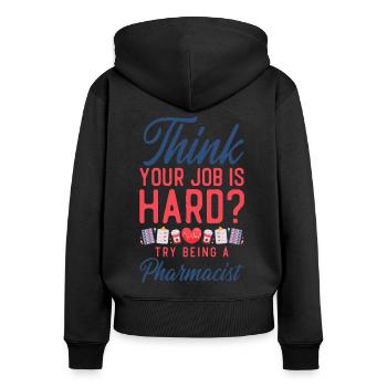 Pharmacy Tech Technician - Frauen Premium Bio Zip Hoodie - Schwarz - Hinten - Julia (174cm)