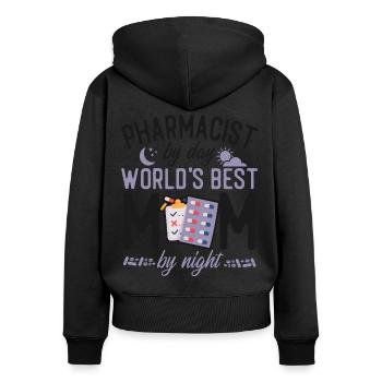 Technicien en pharmacie - Sweat à capuche zippé Premium bio Femme - noir - Dos - Julia (174cm)