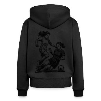 Duel on the pitch! Shirt for female footballers. - Women's Premium Organic Zip Hoodie - black - Back - Julia (174cm)