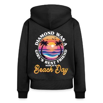 Freundin Strand Urlaub Ehefrau Valentinstag - Frauen Premium Bio Zip Hoodie - Schwarz - Hinten - Julia (174cm)