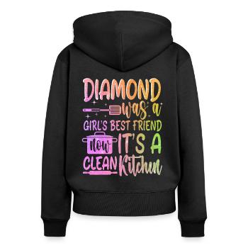 Freundin Ehefrau Valentinstag Saubere Küche - Frauen Premium Bio Zip Hoodie - Schwarz - Hinten - Julia (174cm)