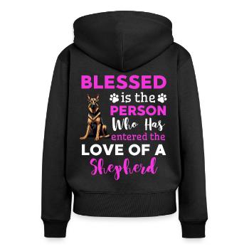 Deutscher Schäferhund Hunde Spruch - Frauen Premium Bio Zip Hoodie - Schwarz - Hinten - Julia (174cm)