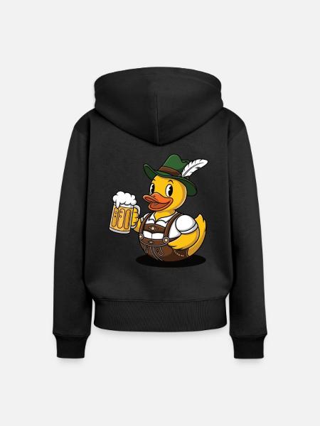 Gummiente Bayer mit Bier - Frauen Premium Bio Zip Hoodie - Schwarz