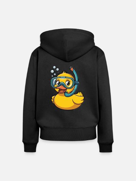 Gummiente Taucher - Frauen Premium Bio Zip Hoodie - Schwarz