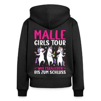 Malle Girls Tour Nous intensifions jusqu’à la fin - Sweat à capuche zippé Premium bio Femme - noir - Dos - Julia (174cm)