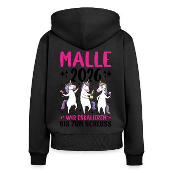 Malle 2026 We escalate to the end - Women's Premium Organic Zip Hoodie - black - Back - Julia (174cm)