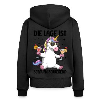 The situation is drunkenness - Women's Premium Organic Zip Hoodie - black - Back - Julia (174cm)