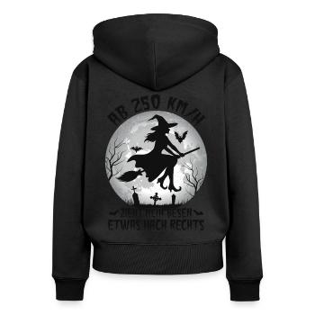 From 250 km/h Hexenbroom pulls to the right - Women's Premium Organic Zip Hoodie - black - Back - Julia (174cm)