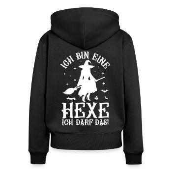 Ich Bin Eine Hexe Ich Darf Das - Frauen Premium Bio Zip Hoodie - Schwarz - Hinten - Julia (174cm)