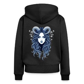 Aries woman - Women's Premium Organic Zip Hoodie - black - Back - Julia (174cm)
