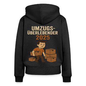 Umzüge Helfer Überlebender 2025 Wohnung - Frauen Premium Bio Zip Hoodie - Schwarz - Hinten - Julia (174cm)