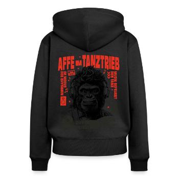 DJ Gorilla Shirt : Cheveux relevés, basses basses - Sweat à capuche zippé Premium bio Femme - noir - Dos - Julia (174cm)