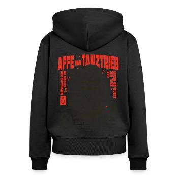 Urban Sound Shirt: Gorilla hört, nicht tanzt - Frauen Premium Bio Zip Hoodie - Schwarz - Hinten - Julia (174cm)