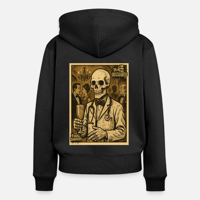 Dr. SkeltaMortis : Diagnostic final lors du banquet - Sweat à capuche zippé Premium bio Femme - noir