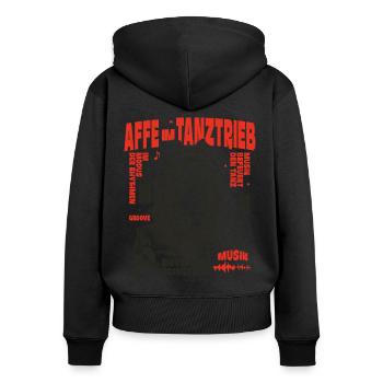 Monkey on Beats Shirt : De la musique avec de l’attitude - Sweat à capuche zippé Premium bio Femme - noir - Dos - Julia (174cm)