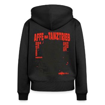 Diva Shirt: Monkey Groove with Perm Bow - Women's Premium Organic Zip Hoodie - black - Back - Julia (174cm)