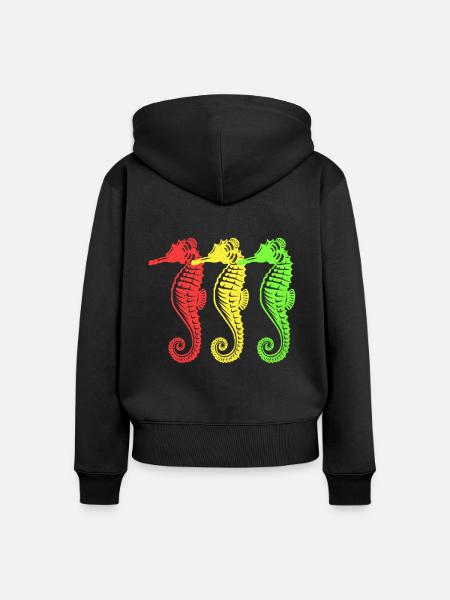 Seepferd - Frauen Premium Bio Zip Hoodie - Schwarz