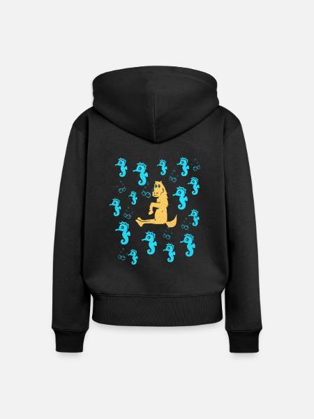 Seepferd - Frauen Premium Bio Zip Hoodie - Schwarz
