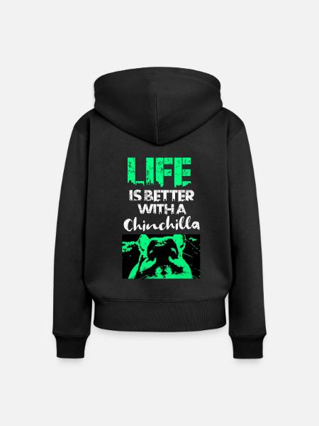 Chinchilla - Frauen Premium Bio Zip Hoodie - Schwarz