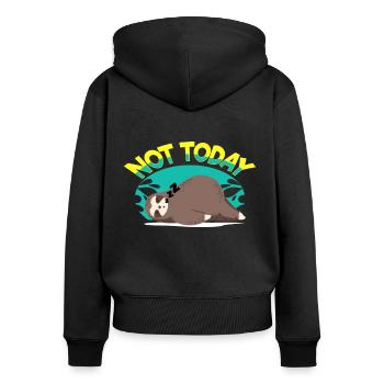 Sloth Laziness Fatigue Sleeping Chilling - Women's Premium Organic Zip Hoodie - black - Back - Julia (174cm)