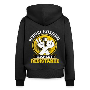 Communisme - Sweat à capuche zippé Premium bio Femme - noir - Dos - Julia (174cm)