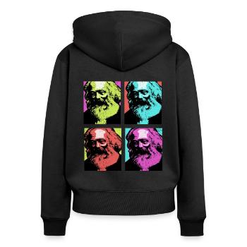 Communisme - Sweat à capuche zippé Premium bio Femme - noir - Dos - Julia (174cm)