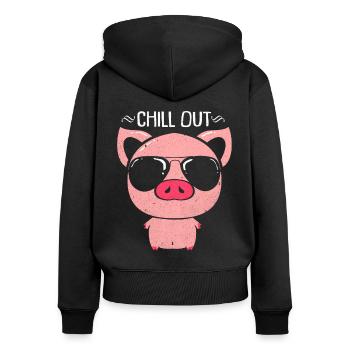 Pig - Women's Premium Organic Zip Hoodie - black - Back - Julia (174cm)